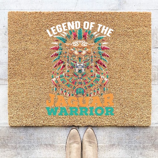 Aztec Jaguar Warrior Aztec Culture Indigenous Coir Doormats