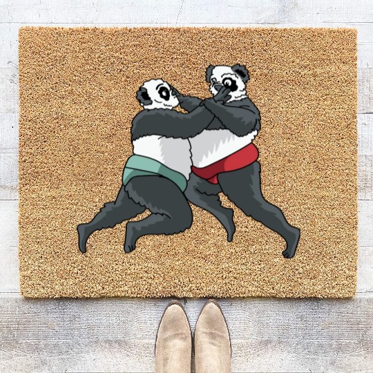 Panda Wrestler Pun Maker Gift Coir Doormats