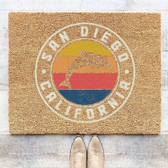 San Diego California Dolphin Souvenir Coir Doormats