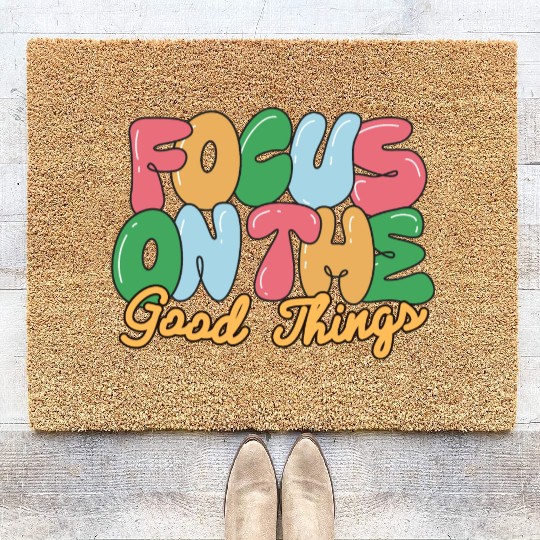Positive Quotes, Retro Style, Vintage Groovy Coir Doormats