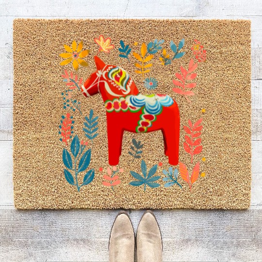 Dala Horse Sweden Swedish horse Coir Doormats