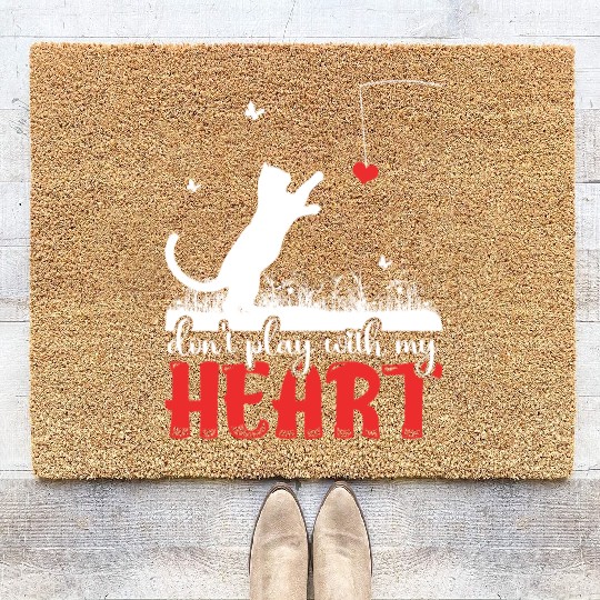 Don't Play With My Heart Butterfly Cat Coir Doormats