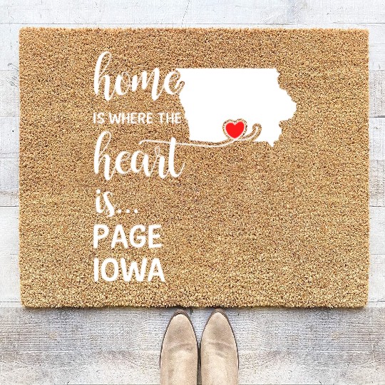 Page County Iowa Is Where My Heart Is Gift Coir Doormats