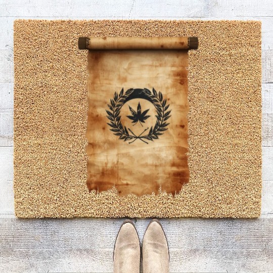 Vintage Papyrus Scroll Japanese Art Silhouette Coir Doormats