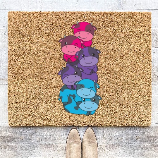 Androgynous Flag Pride Lgbtq Cute Cow Coir Doormats