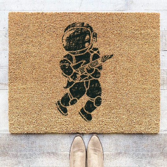 an astronauts playing guitar Coir Doormats