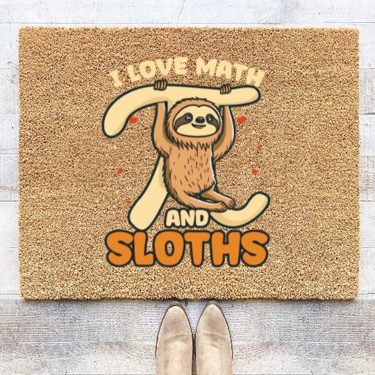 Pi Day I Love Math And Sloths Coir Doormats