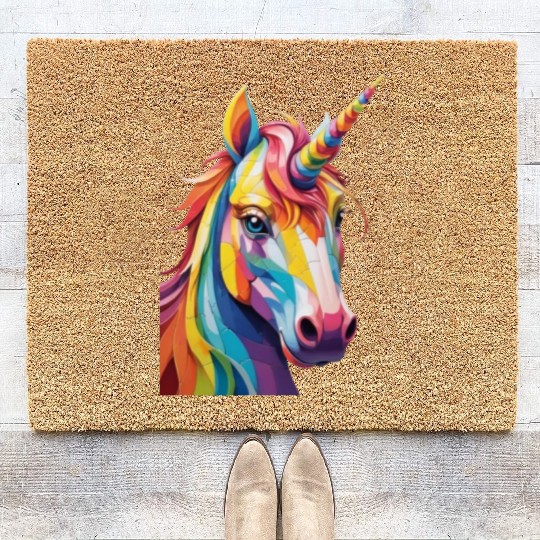 Colorful Rainbow Unicorn Coir Doormats