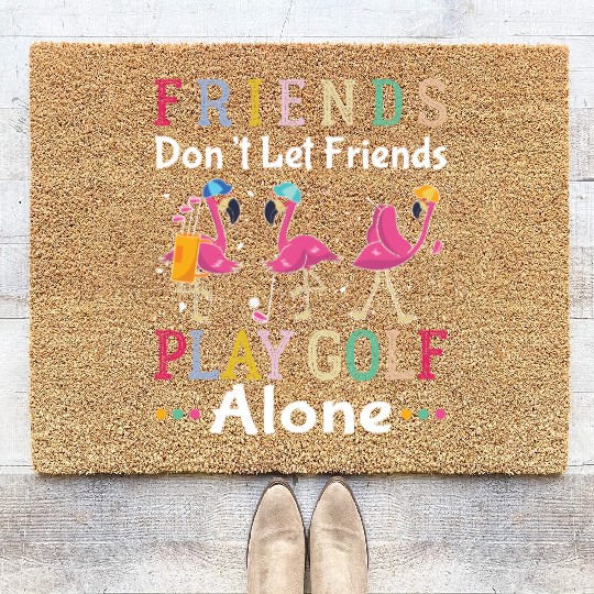 Golf Player Golfer Funny Flamingo Coir Doormats