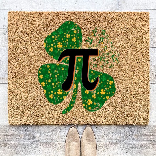Irish Math 3.14 Pi Day Shamrock St Patrick's Day Coir Doormats