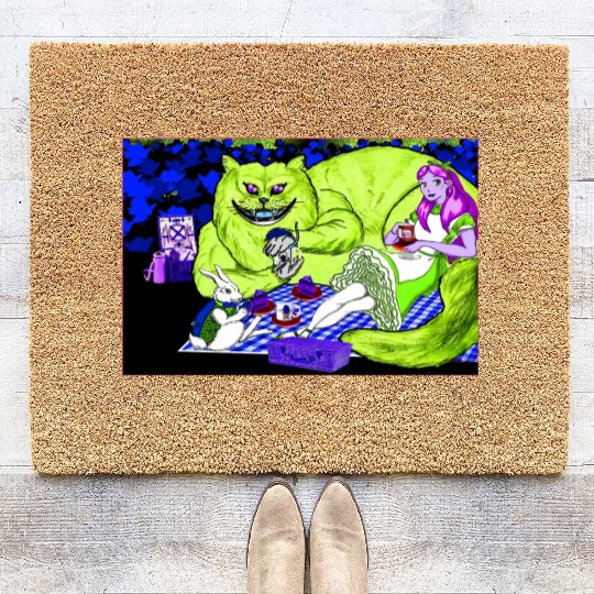 Alice in Picnic land Black (Light Version) Coir Doormats