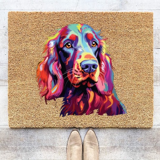 Watercolor Colorful Irish Setter Coir Doormats