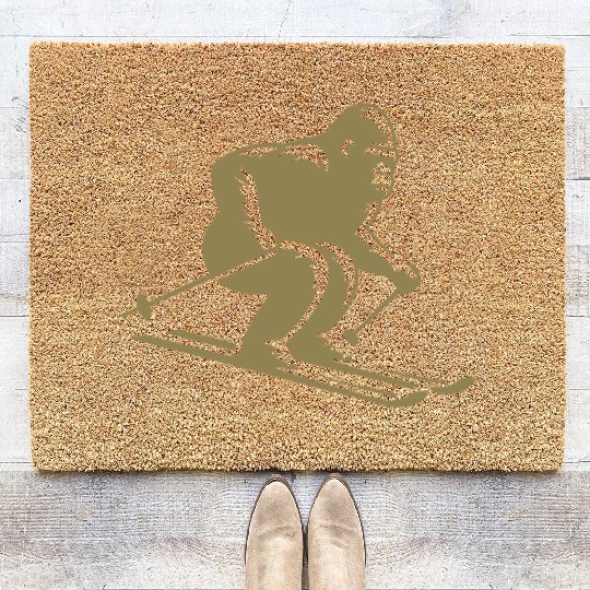 Monkey Gorilla Chimpanzee Ski Silhouette Design Coir Doormats
