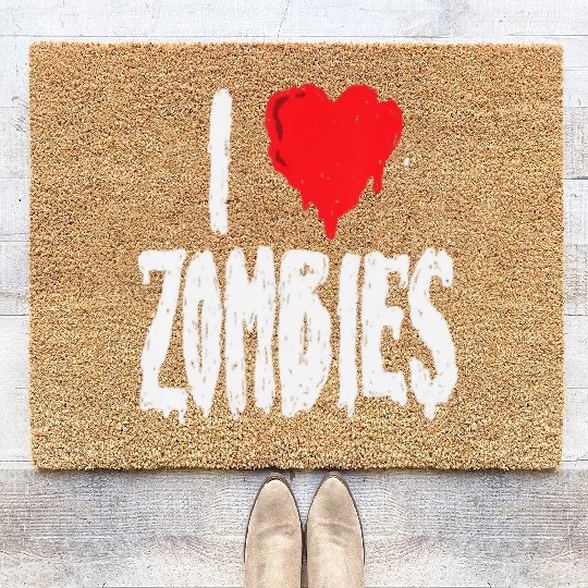I Love Zombies Halloween Zombie Lover Quote Coir Doormats