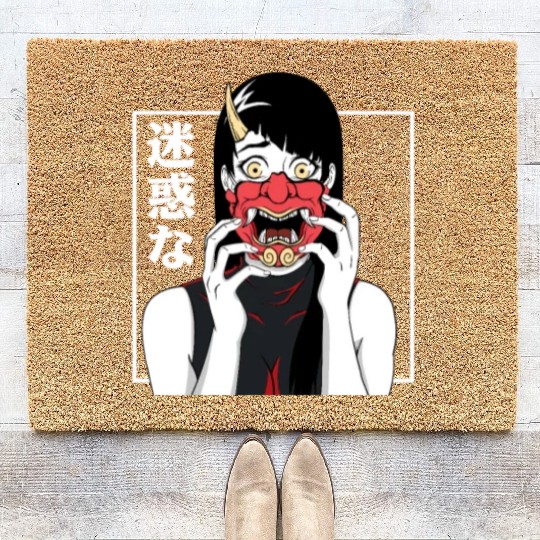 Japanese Anime girl demon Devil Oni harajuku Coir Doormats