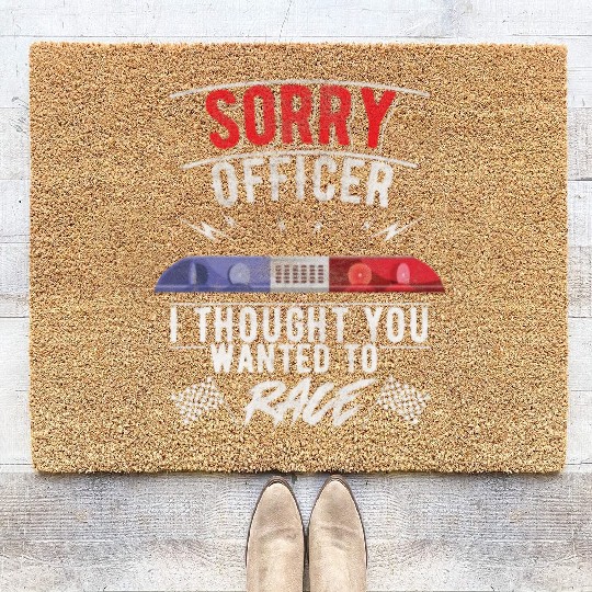 Car Racing Officer Funny Men Drag Race Coir Doormats