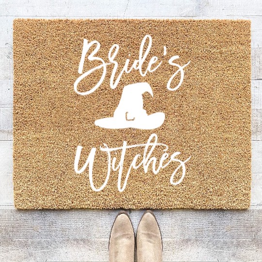 Brides Witches Cute Halloween Bachelorette Party Coir Doormats