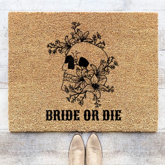 Bride Or Die Halloween Bachelorette Party Coir Doormats