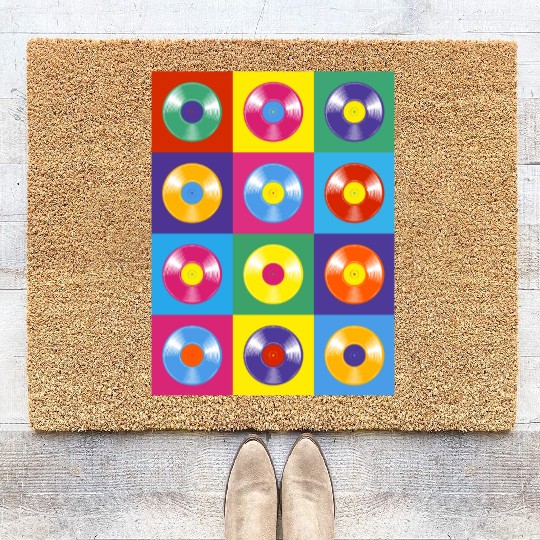 Pop Art Vinyl Albums Poster Coir Doormats