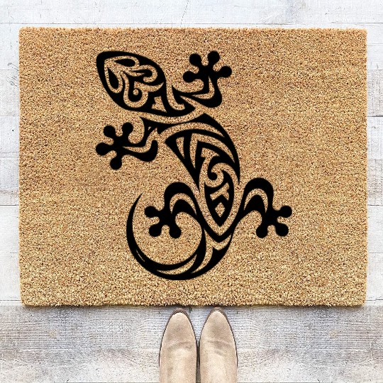 Small Gecko In T Tattoo Style Coir Doormats