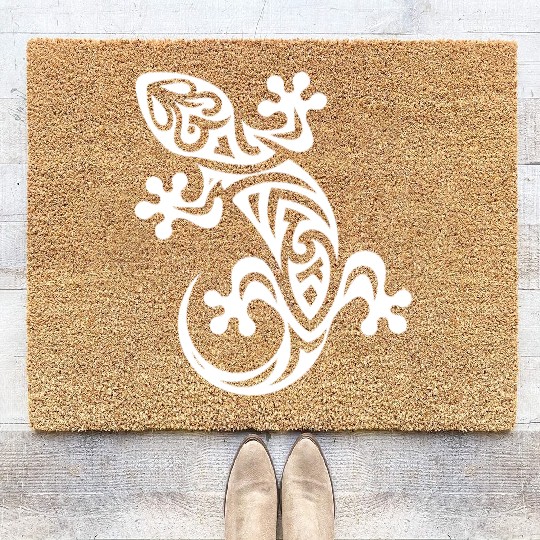 Small Gecko In T Tattoo Style Coir Doormats