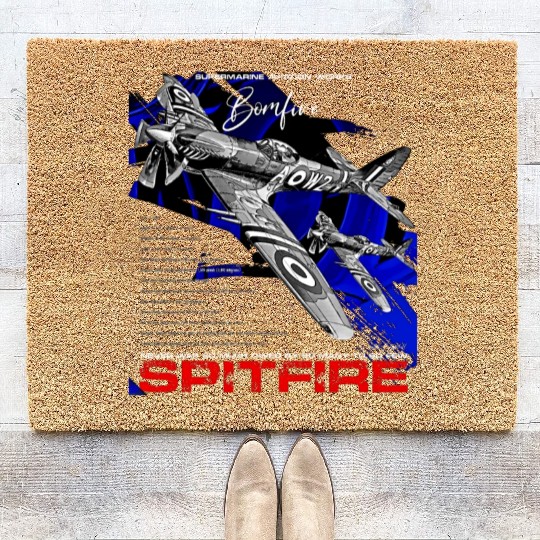 Spitfire Vintage English WW2 Fighter Aircraft Coir Doormats