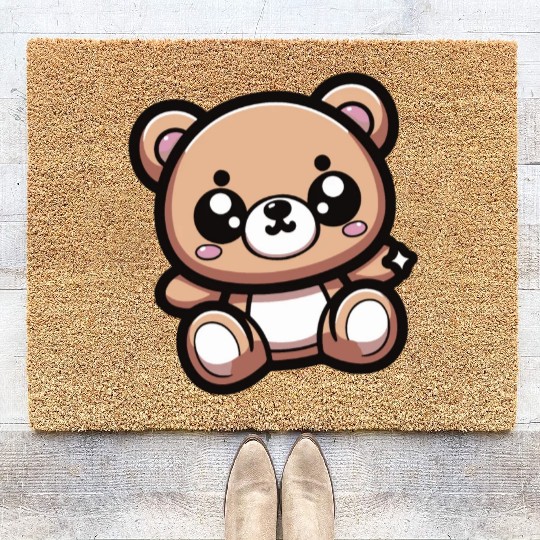 Cute Kawaii Teddy Bear 1 Coir Doormats