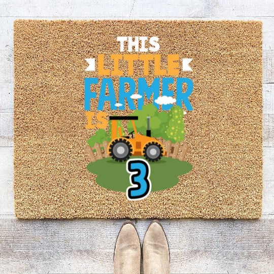 3rd Birthday Tractor 3 Years Birthday Boy Coir Doormats
