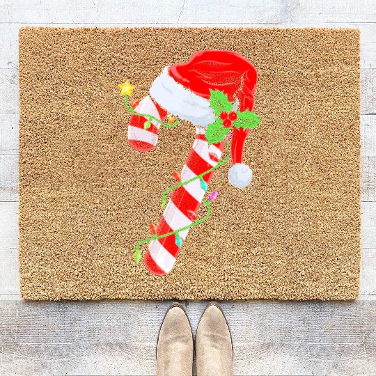 Candy Cane Crew Santa Christmas Coir Doormats