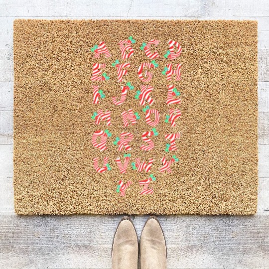 Christmas Alphabet Candy Cane Coir Doormats