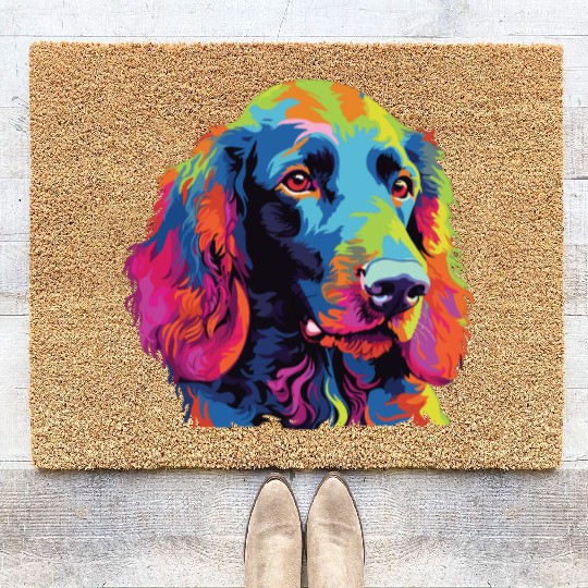 Watercolor Colorful Irish Water Water Spaniel Coir Doormats