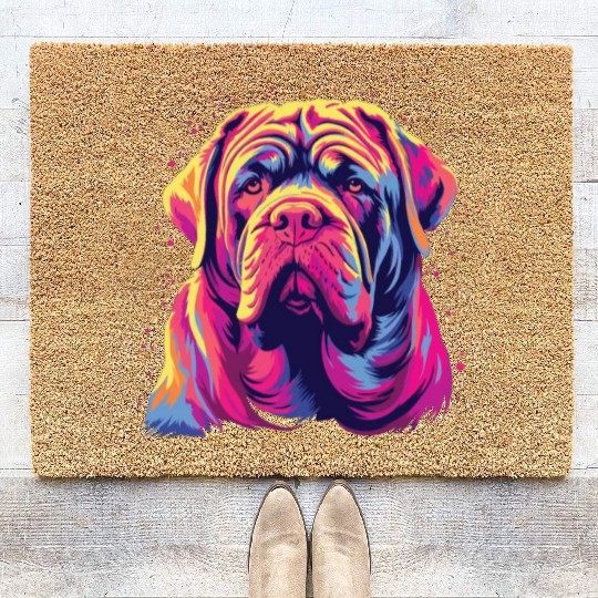 Watercolor Colorful Neapolitan Mastiff Coir Doormats