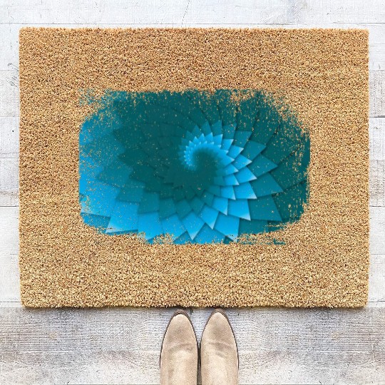 blue fantasy Rosette crocodile look blue Coir Doormats