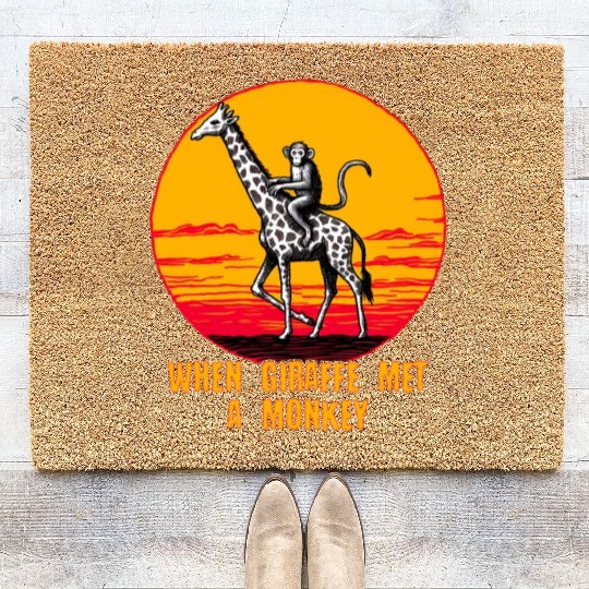 When Giraffe Met a Monkey Coir Doormats