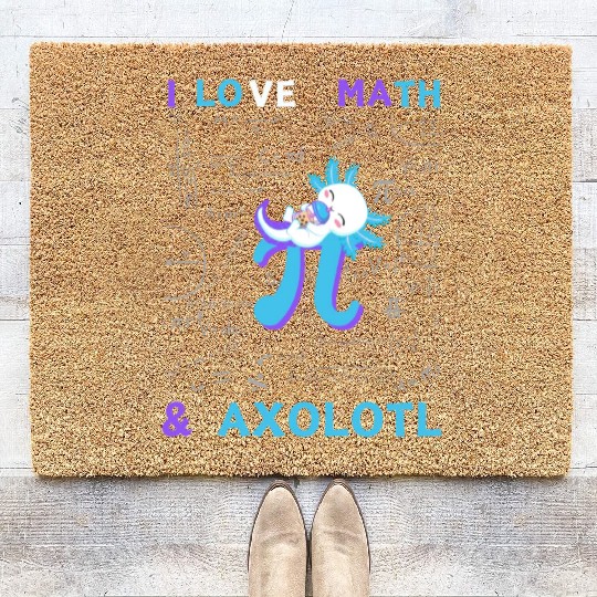 I Love Math And Axolotl For Math Enthusiasts. Coir Doormats