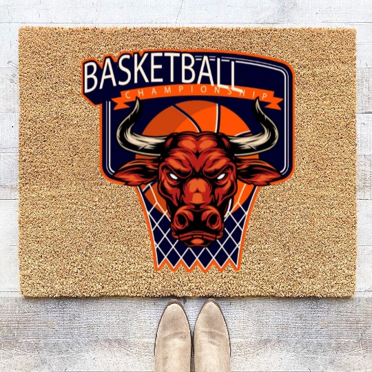Fierce Bull Basketball Championship Coir Doormats