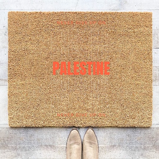 Orange and White Simple Palestine Coir Doormats