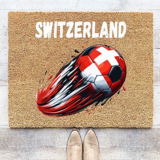 Switzerland Footballgraphic illustrationsoccer mot Coir Doormats