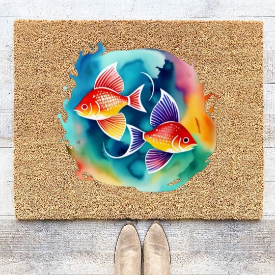 Color splash zodiac: Pisces Coir Doormats