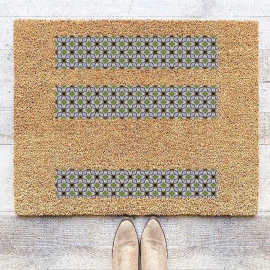 irregular stripes of green and lavender Coir Doormats