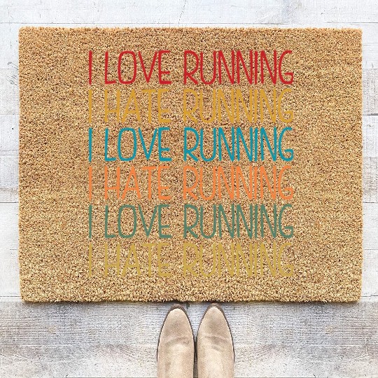 I Love Running, I Hate Running Coir Doormats