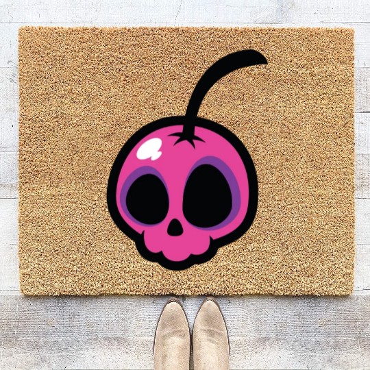 Pink Cherry Skull Coir Doormats