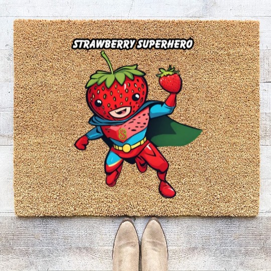 Strawberry Superhero Coir Doormats