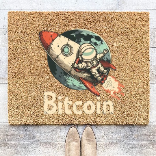 Pi day 3.14 Crypto Bitcoin Rocket Astronaut To Coir Doormats