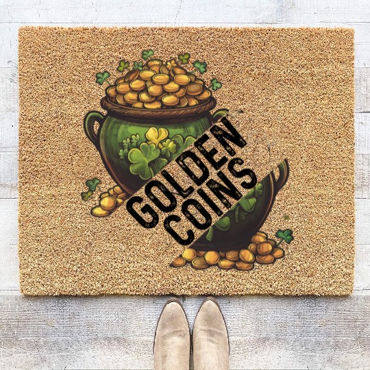 Golden coins, st patricks day Coir Doormats