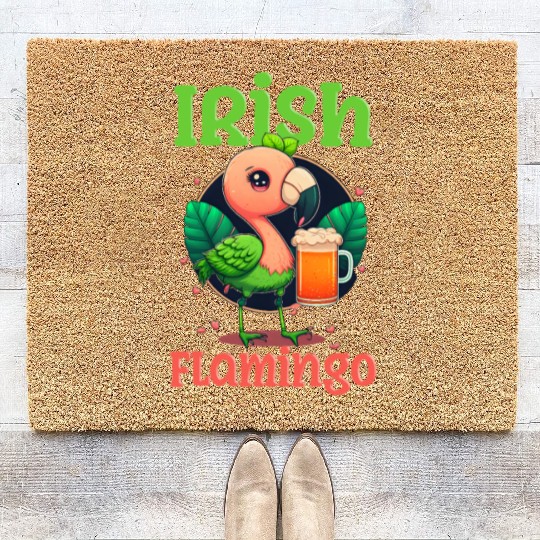 Irish Flamingo St Patricks Irish Flamingo Beer Coir Doormats