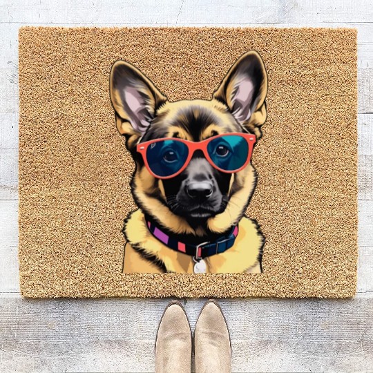 Cute German Shepherd Pop Art Coir Doormats