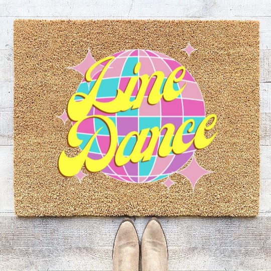 Line dance disco ball in fun neon party colors Coir Doormats