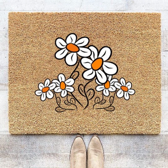 daisy flower, daisies in bloom blossoms garden Coir Doormats