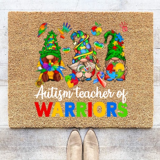 Autism Teacher Of Warriors Gnomes Coir Doormats